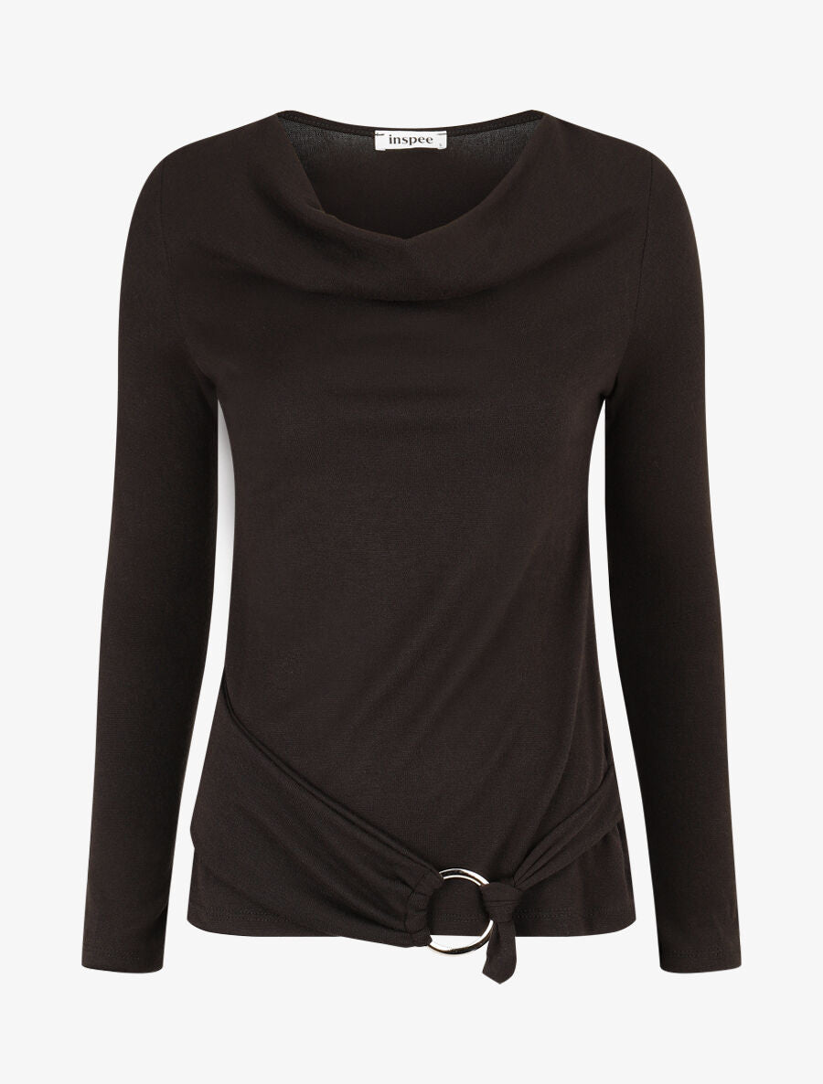 Pull fin avec pans à nouer - Noir - 1