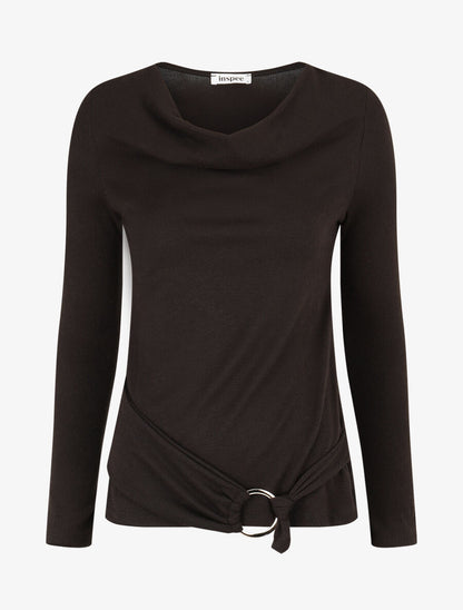 Pull fin avec pans à nouer - Noir - 1