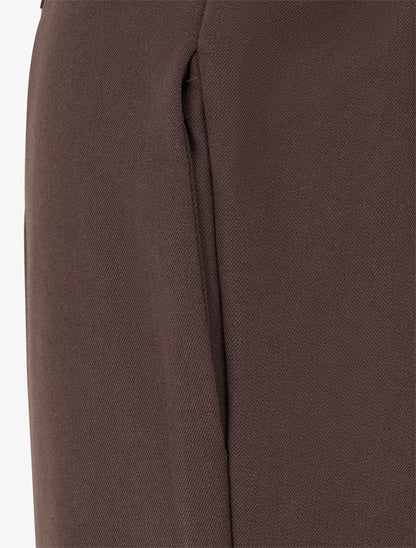 Pantalon taille haute à revers - Marron - 3