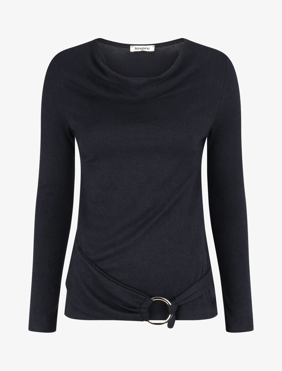 Pull fin avec pans à nouer - Marine - 4