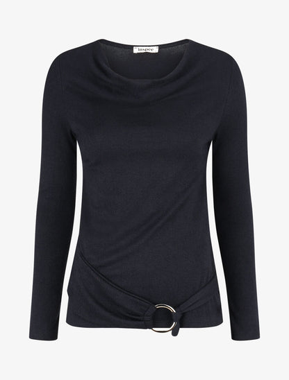 Pull fin avec pans à nouer - Marine - 4