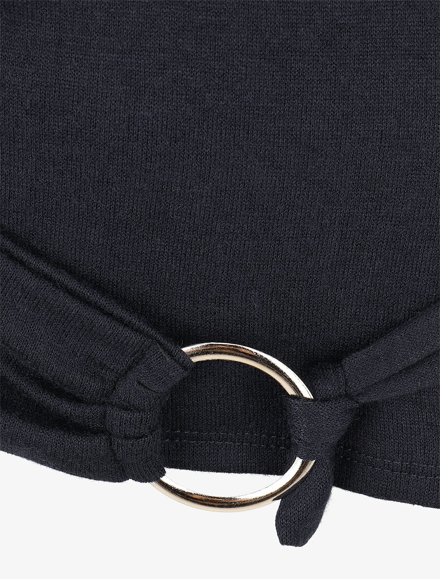 Pull fin avec pans à nouer - Marine - 3