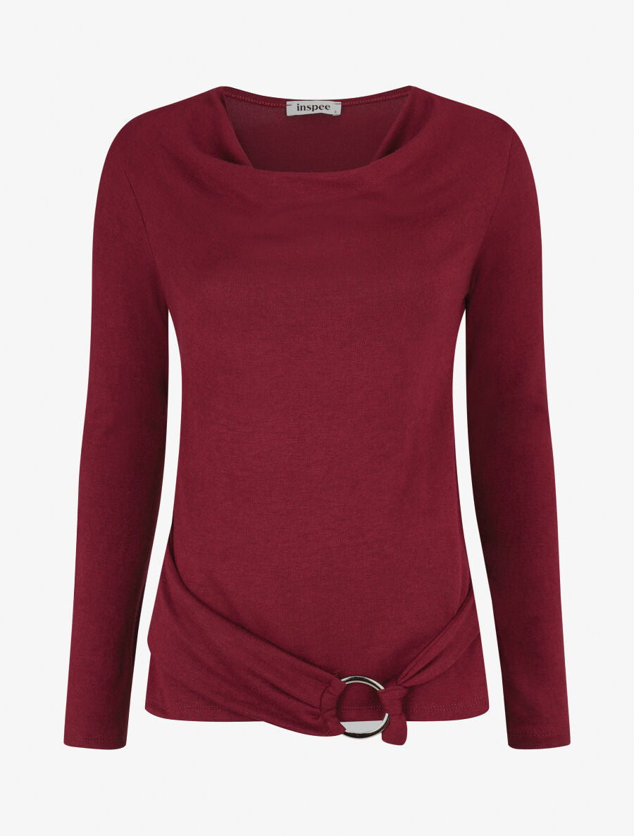Pull fin avec pans à nouer - Bordeaux - 5