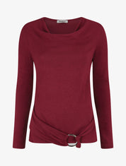 Pull fin avec pans à nouer - Bordeaux - 5