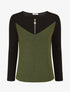 Pull bimatière à encolure zippée - Vert - 1