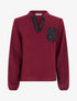Top droit à col V et poche à sequins - Lie de vin - 1
