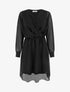 Robe évasée en voile irisé à col cache-coeur - Noir - 1