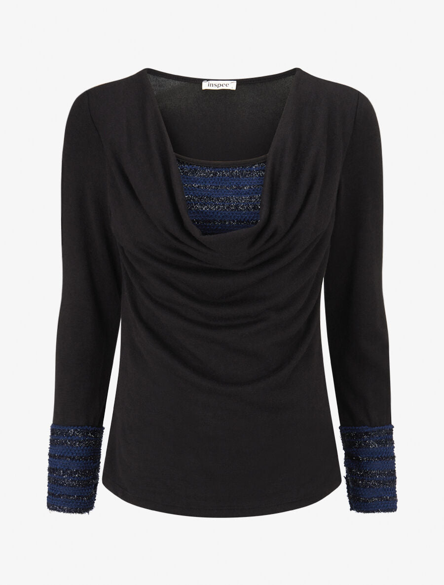 Pull fin à doublure lamé - Noir - 1