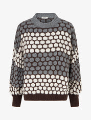 Pull en mohair mélangé à motif ronds - Gris/écru - 1