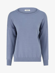 Pull ample basique à col rond - Bleu clair - 1