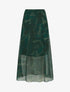 Jupe longue droite voile irisé imprimé abstrait - Vert foncé - 1