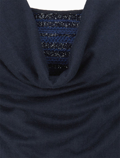 Pull fin à doublure lamé - Marine - 3