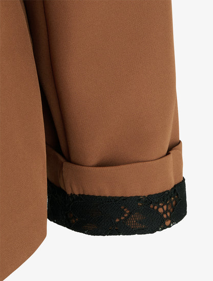 Veste droite unie à épaulettes - Camel - 3