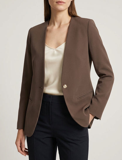 Einfarbiger Blazer mit Knöpfen - Braun