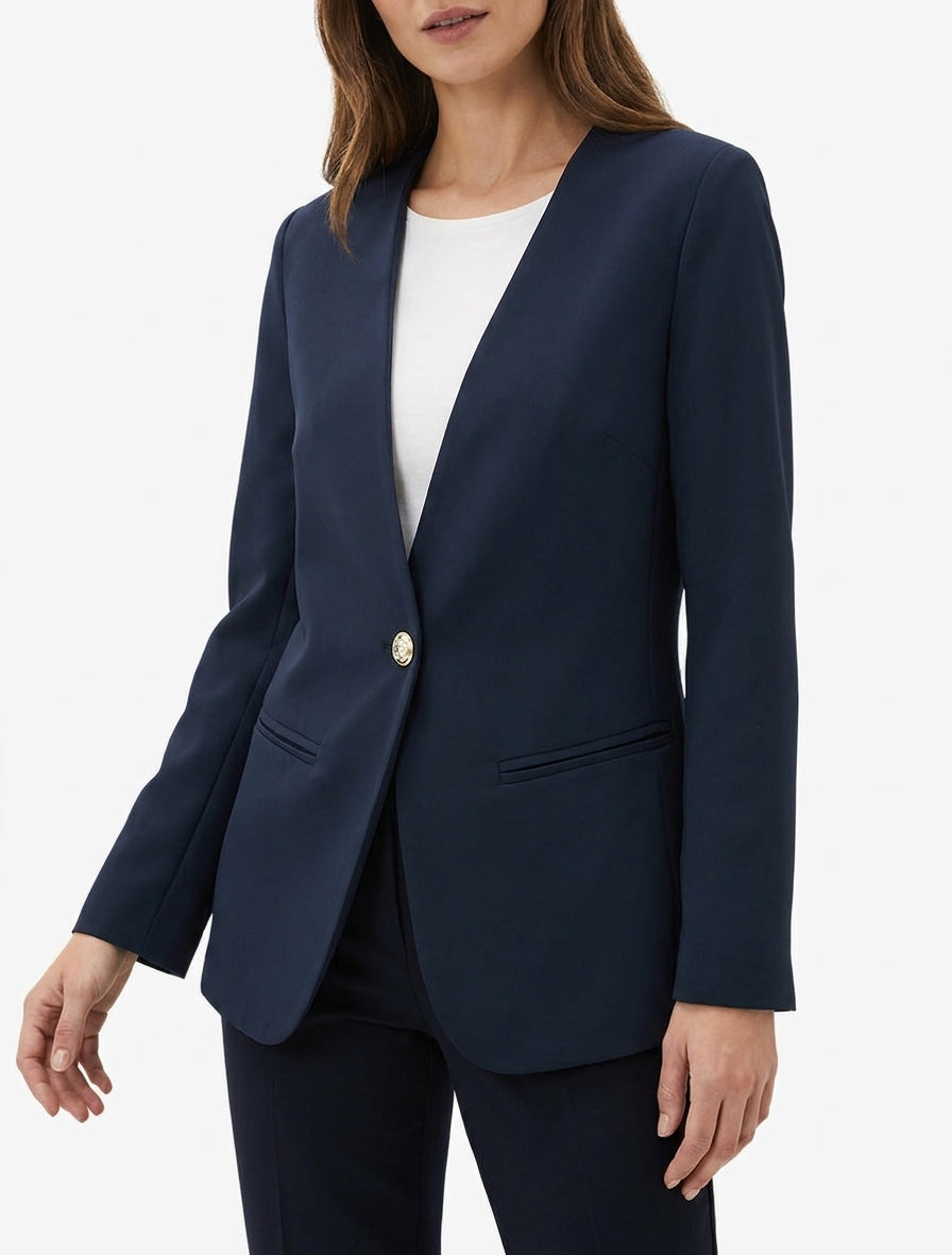 Einfarbiger Blazer mit Knöpfen - Marine