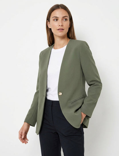 Einfarbiger Blazer mit Knöpfen - Kaki