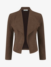 Veste en suédine à fermeture zippée - Marron - 1