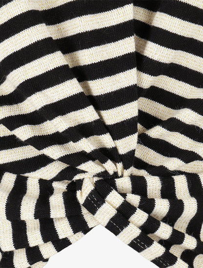 Pull dolman rayé et torsadé - Noir - 3