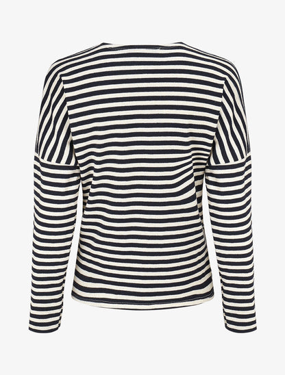 Pull dolman rayé et torsadé - Marine - 2