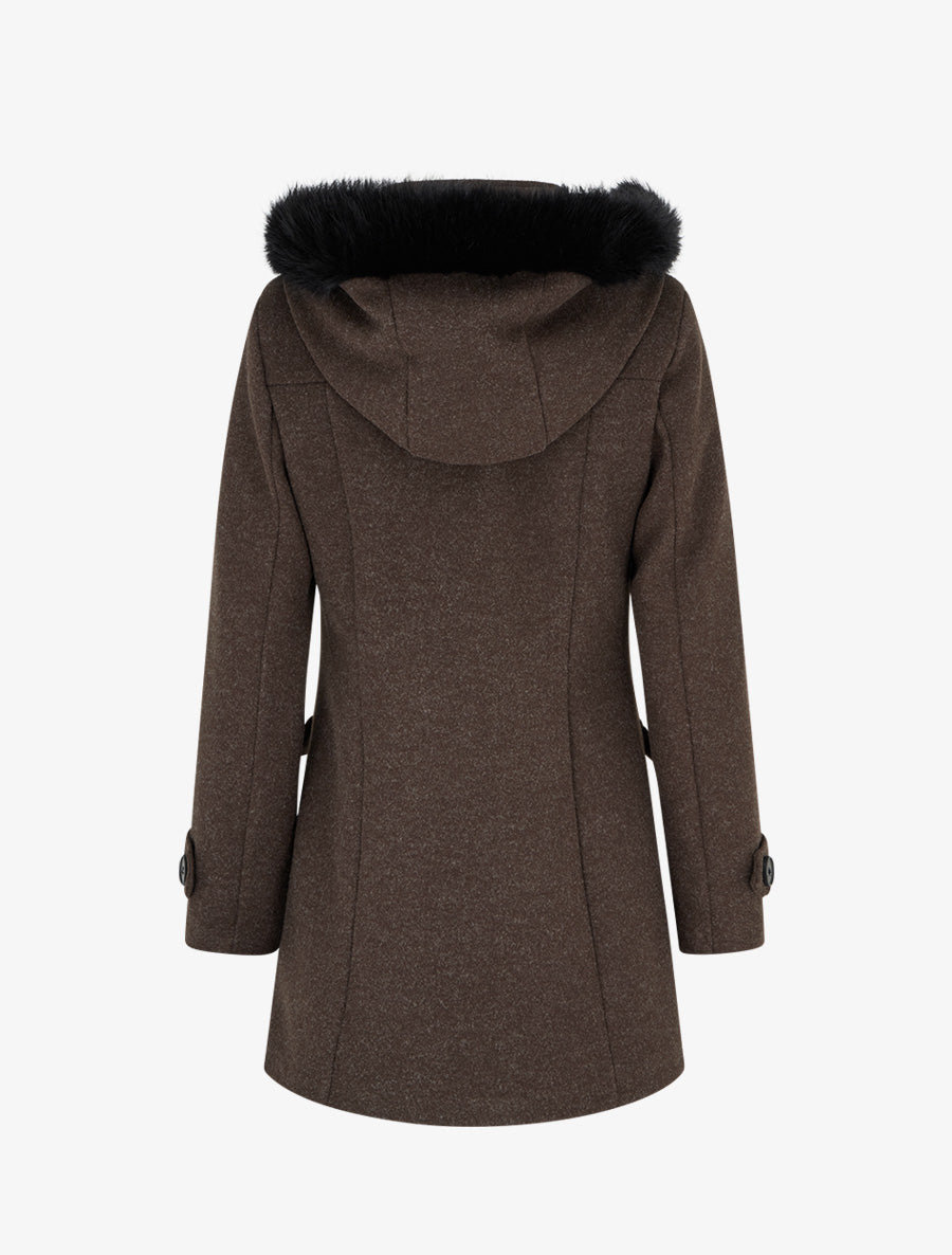 Duffle-coat uni à capuche - Marron - 2