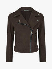 Jacke aus Wildlederimitat mit Reißverschluss - Braun
