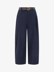 Pantalon coupe ample taille haute - Marine - 1