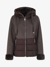 Manteau bimatière à intérieur fourrure synthétique - Marron chocolat - 1