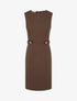 Robe sans manches droite boutons décoratifs - Marron - 1