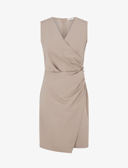 Robe sans manches style portefeuille - Taupe - 1