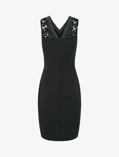 Robe ajustée sans manches à buste dentelle - Noir - 2
