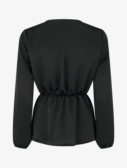 Top drapé et satiné à bijou - Noir - 2