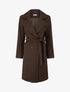 Manteau long croisé en laine mélangée - Marron - 1