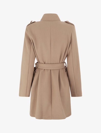 Manteau style officier en laine mélangée - Camel - 2