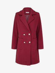 Manteau en laine mélangée à poches plaquées - Bordeaux - 1