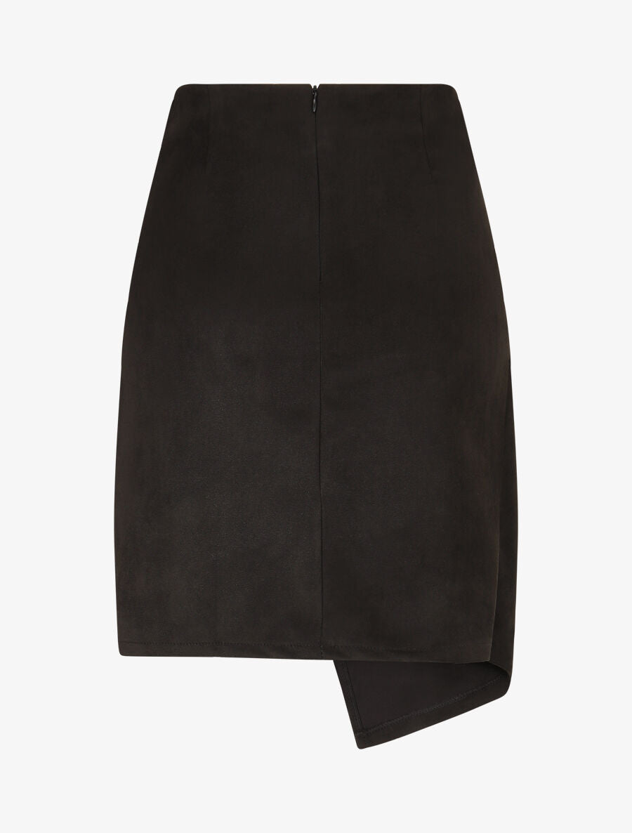 Jupe en suédine style portefeuille - Noir - 2