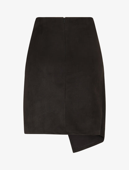 Jupe en suédine style portefeuille - Noir - 2