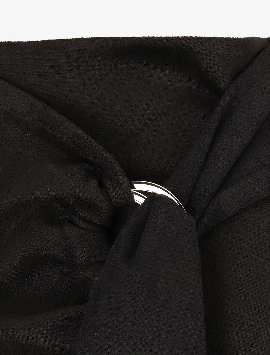 Jupe en suédine style portefeuille - Noir - 3