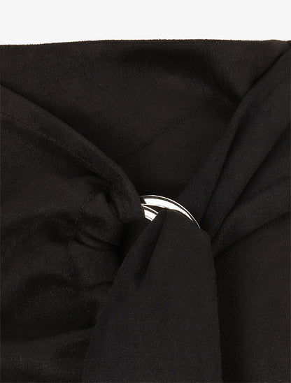 Jupe en suédine style portefeuille - Noir - 3