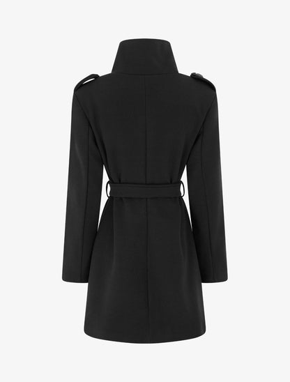 Manteau long à col montant - Noir - 2
