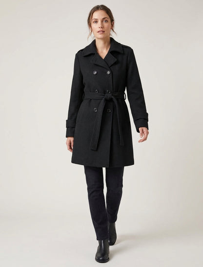 Gerader Mantel aus Wollmischung - Schwarz