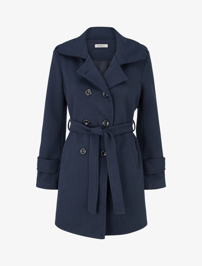 Manteau droit en laine mélangée - Marine - 1