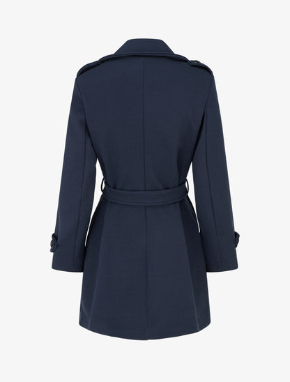 Manteau droit en laine mélangée - Marine - 2