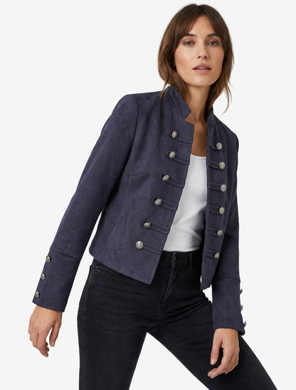 Offiziersstil Wildlederjacke - Marine
