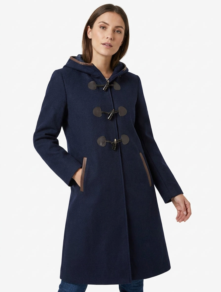 Dufflecoat mit kontrastierenden Verschlüssen - Marine