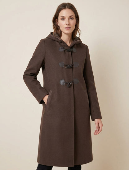 Dufflecoat mit kontrastierenden Verschlüssen - Braun