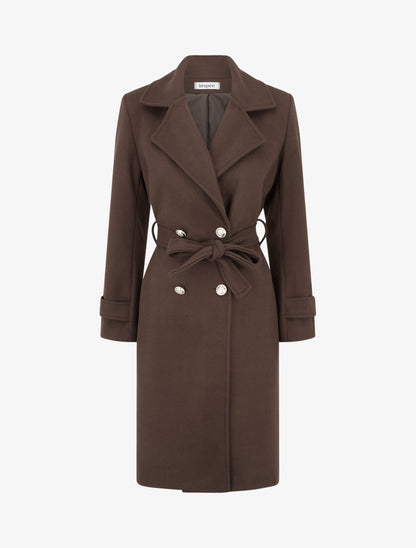 Manteau droit à col cranté - Marron - 1