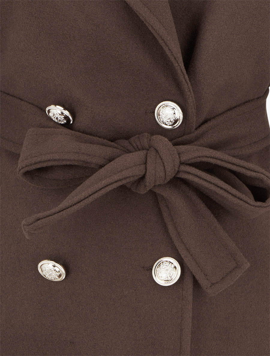 Manteau droit à col cranté - Marron - 3