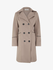 Manteau long croisé coupe droite - Taupe - 1