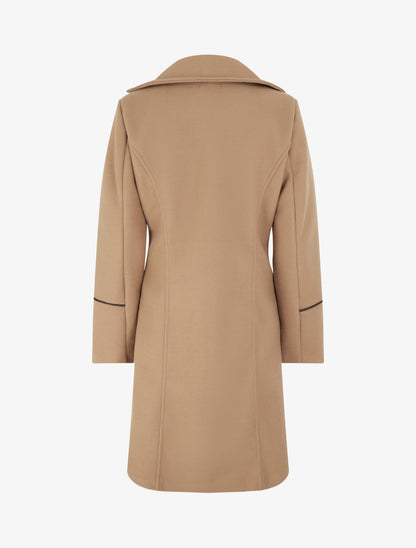 Manteau long croisé coupe droite - Camel - 2