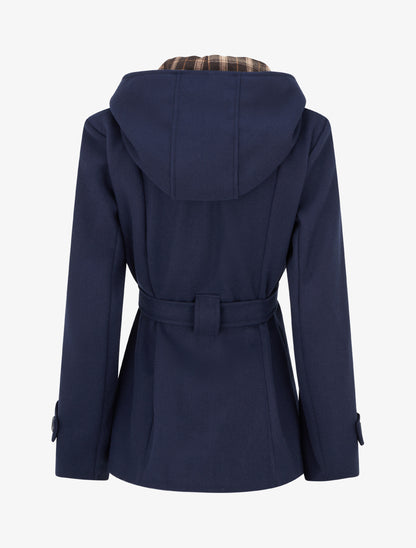 Manteau uni à capuche imprimée amovible - Marine - 2
